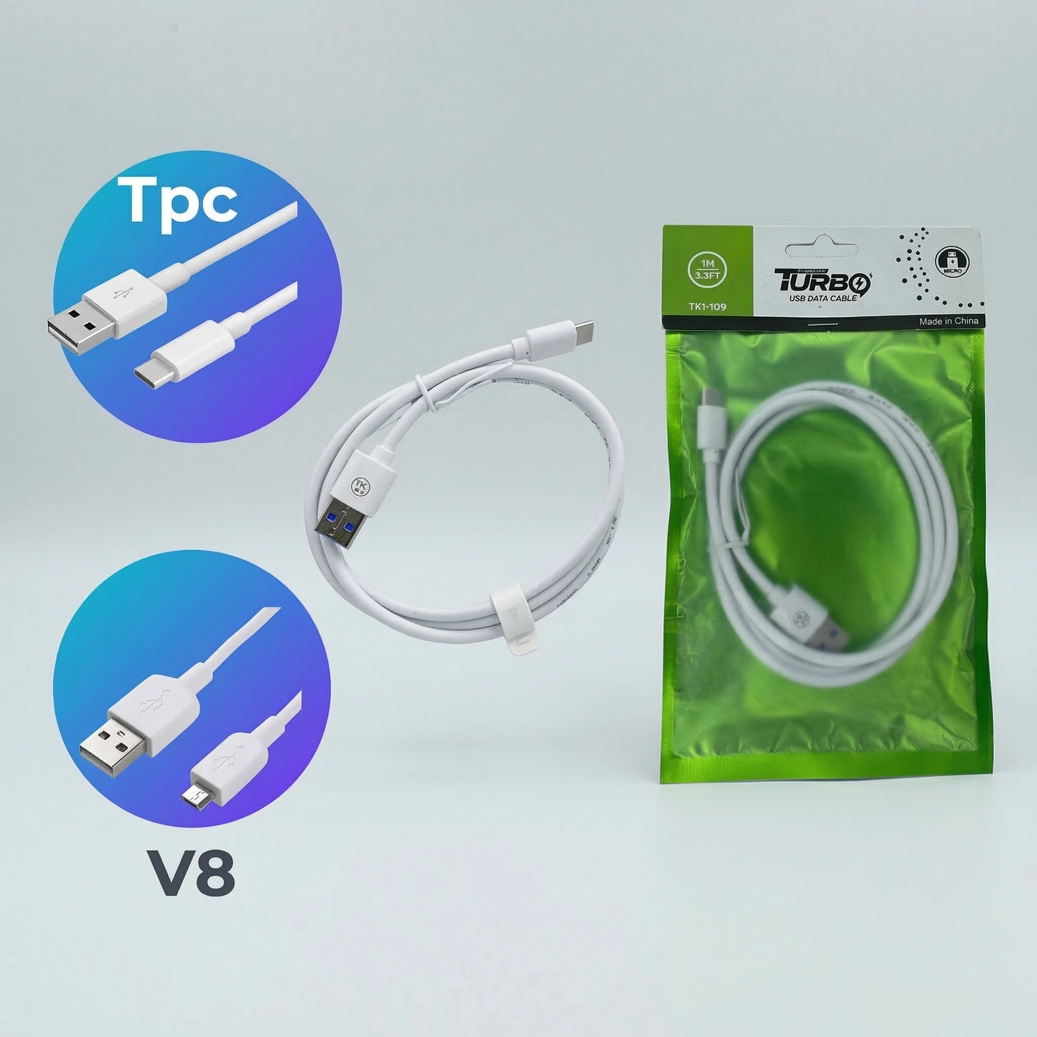 TURBO Travel Adapter TK1-109 con Cable V8 Micro-USB - Carga Rápida 2.4A