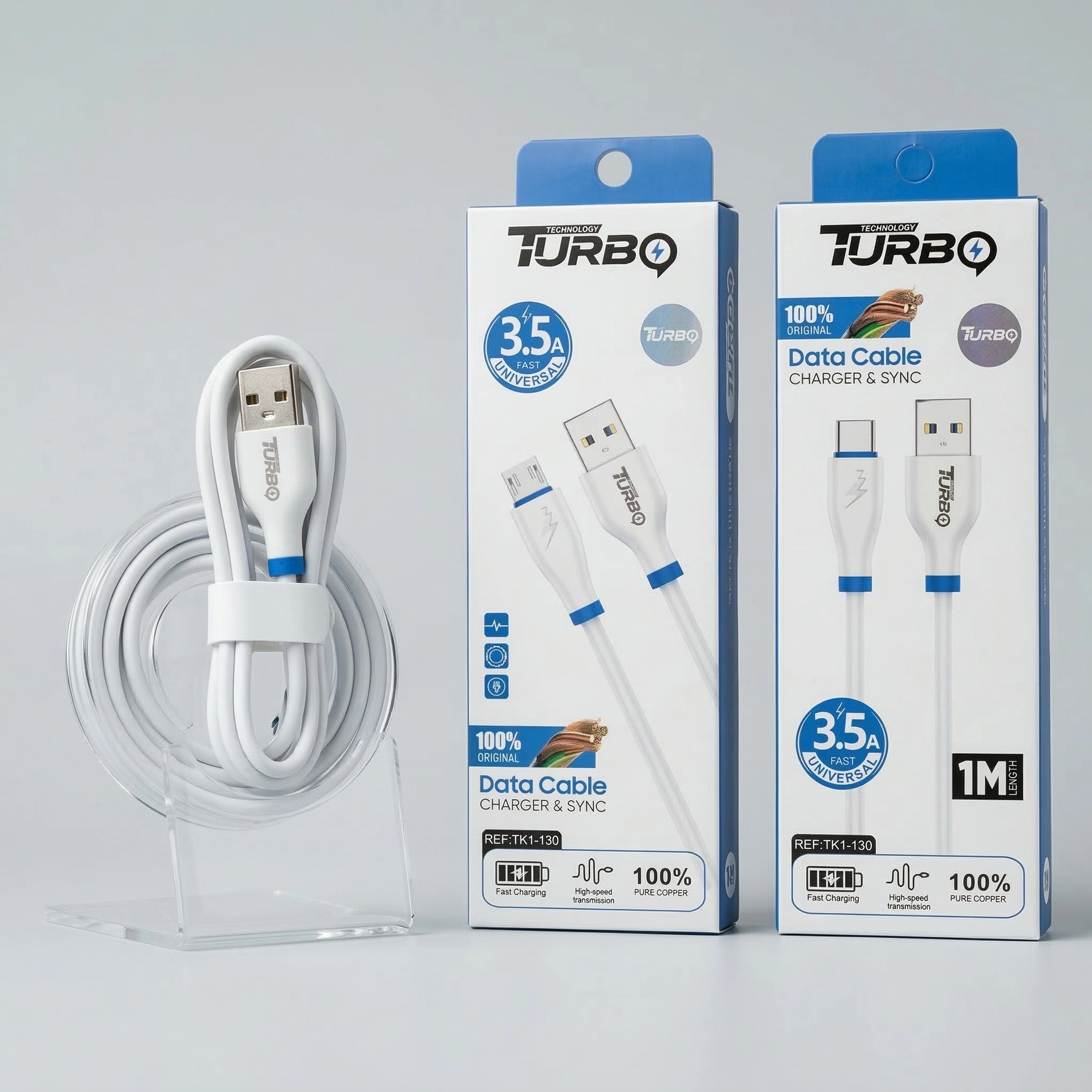 TURBO Travel Adapter TK1-130 con Cable V8 Micro-USB - Carga Rápida 2.4A