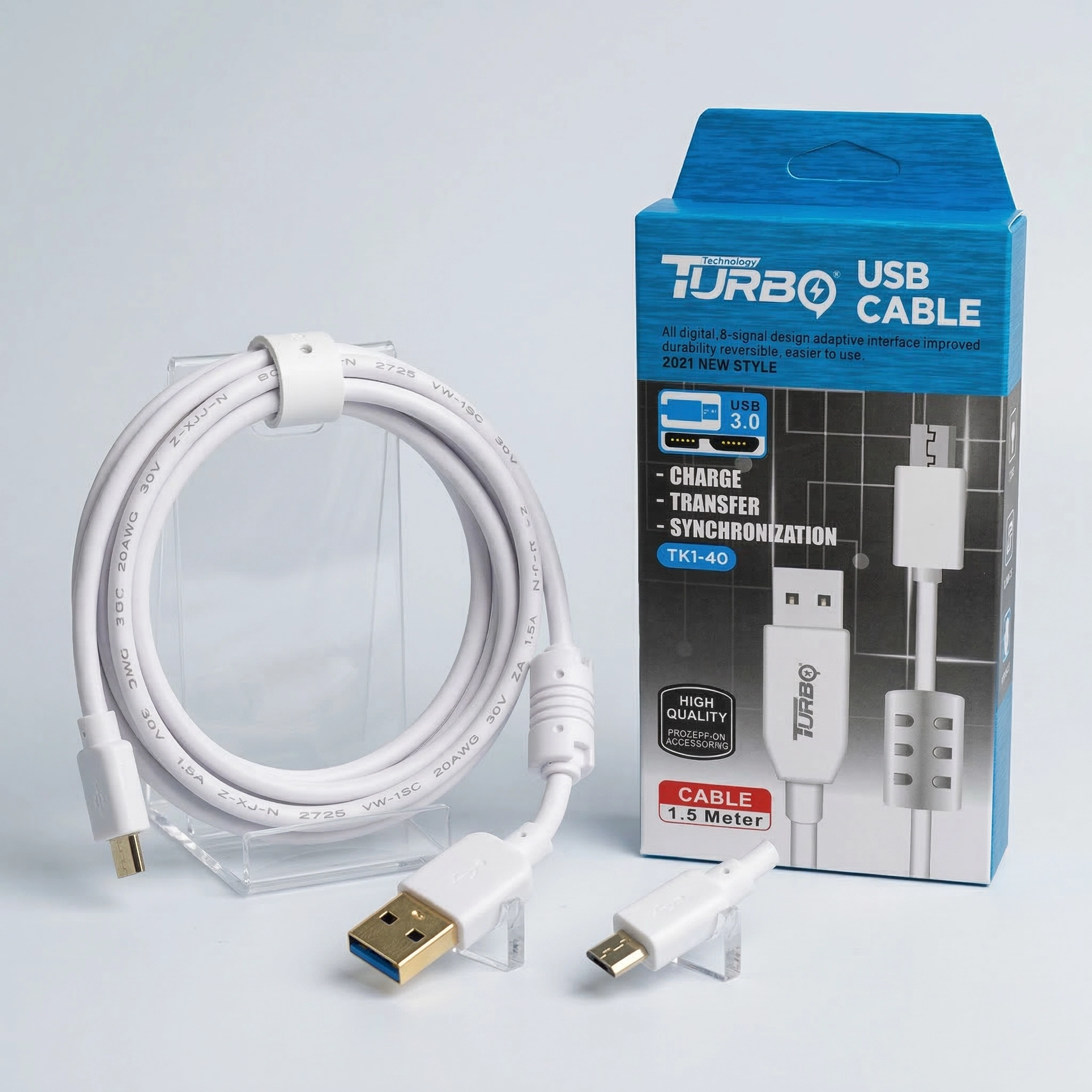 TURBO Travel Adapter TK1-140 con Cable V8 Micro-USB - Carga Rápida 2.4A