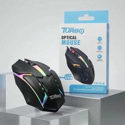 TURBO Mouse Óptico Gamer TK18-8 con Iluminación LED RGB y Conexión USB