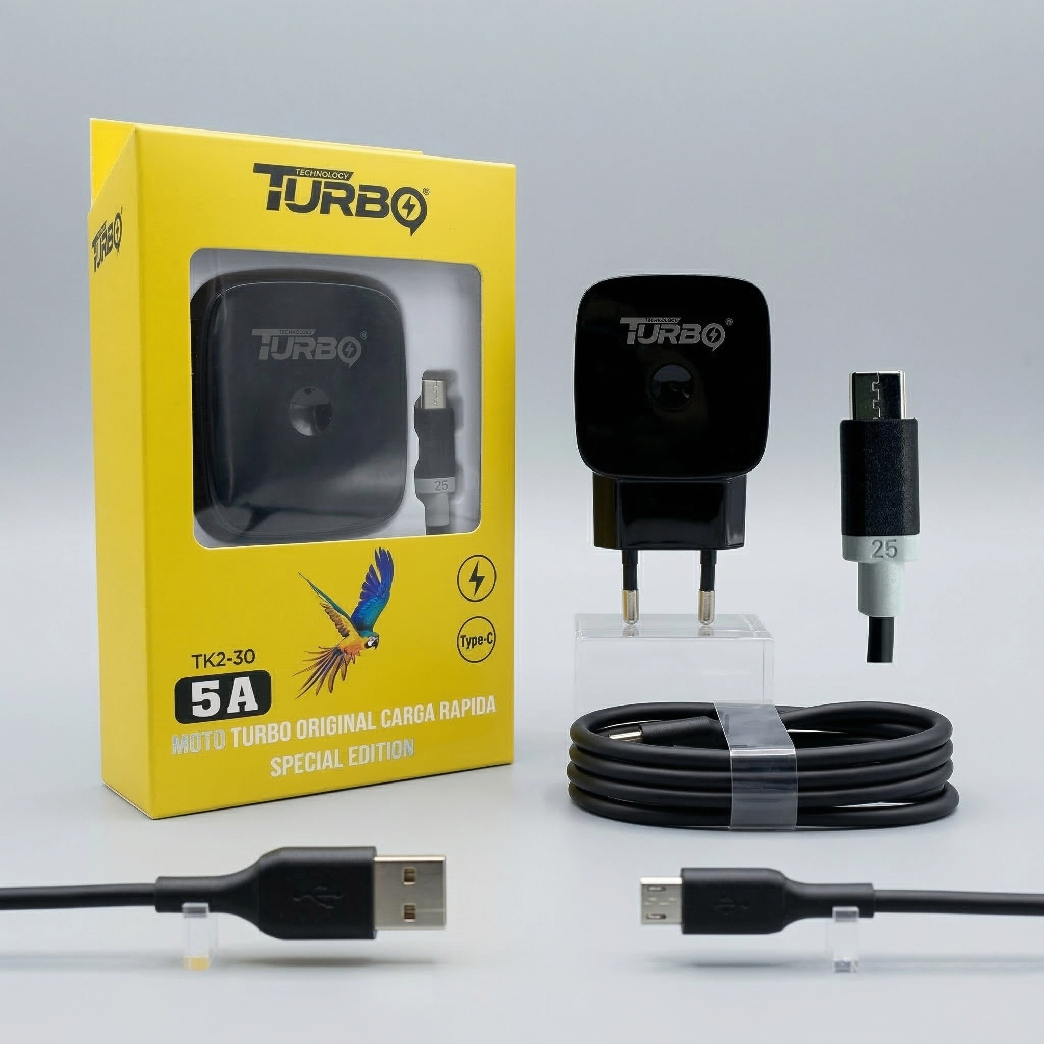 Turbo Technology TK2-30 - Cargador de Pared Turbo 38W con Cable Micro USB 6.5A