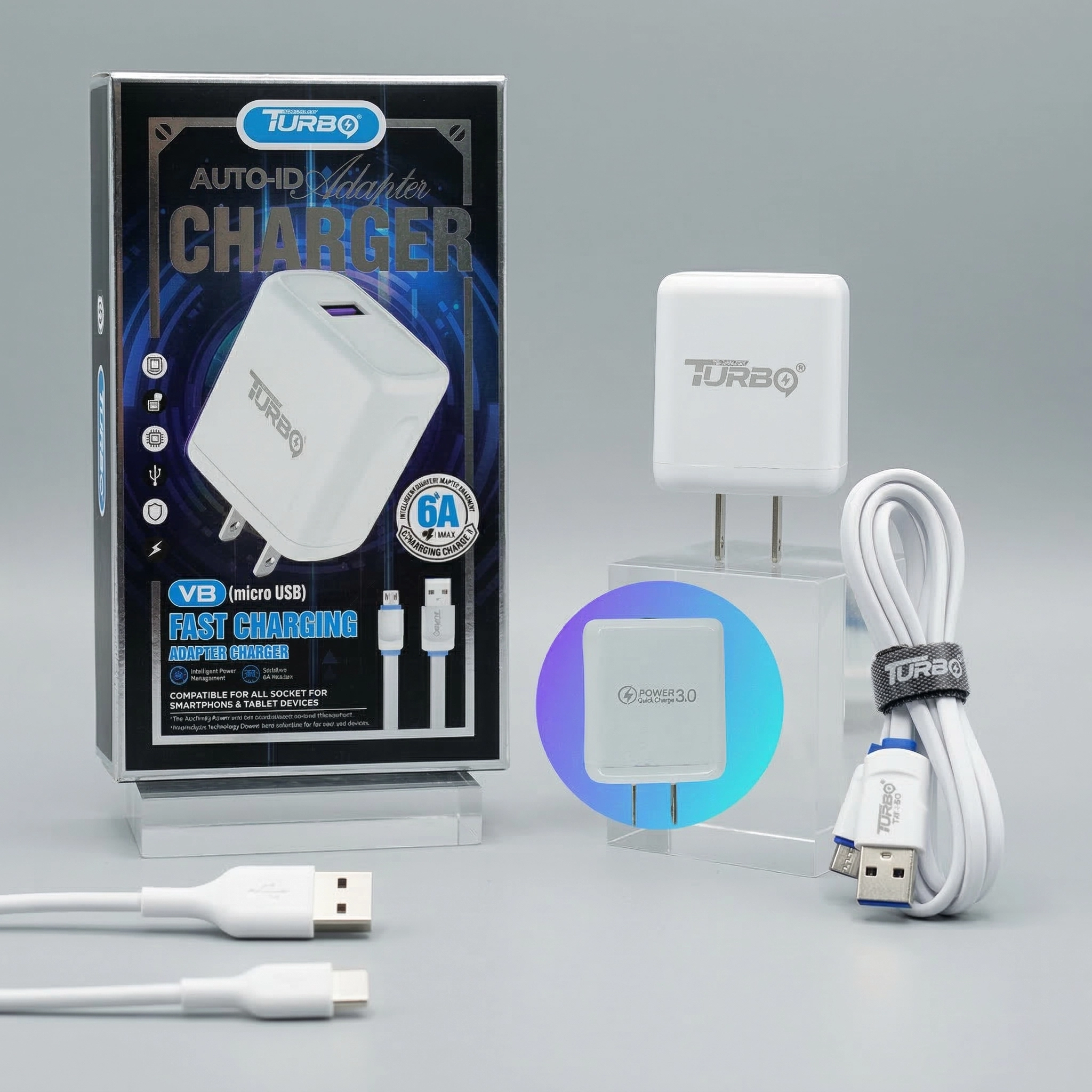 TURBO Cargador de Pared de Carga Rápida 6A TK2-85 con Cable Micro USB