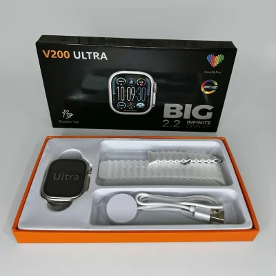 V200 ULTRA Smartwatch Big 2.2 Infinite Display AMOLED Wearfit Pro con Correa Ocean